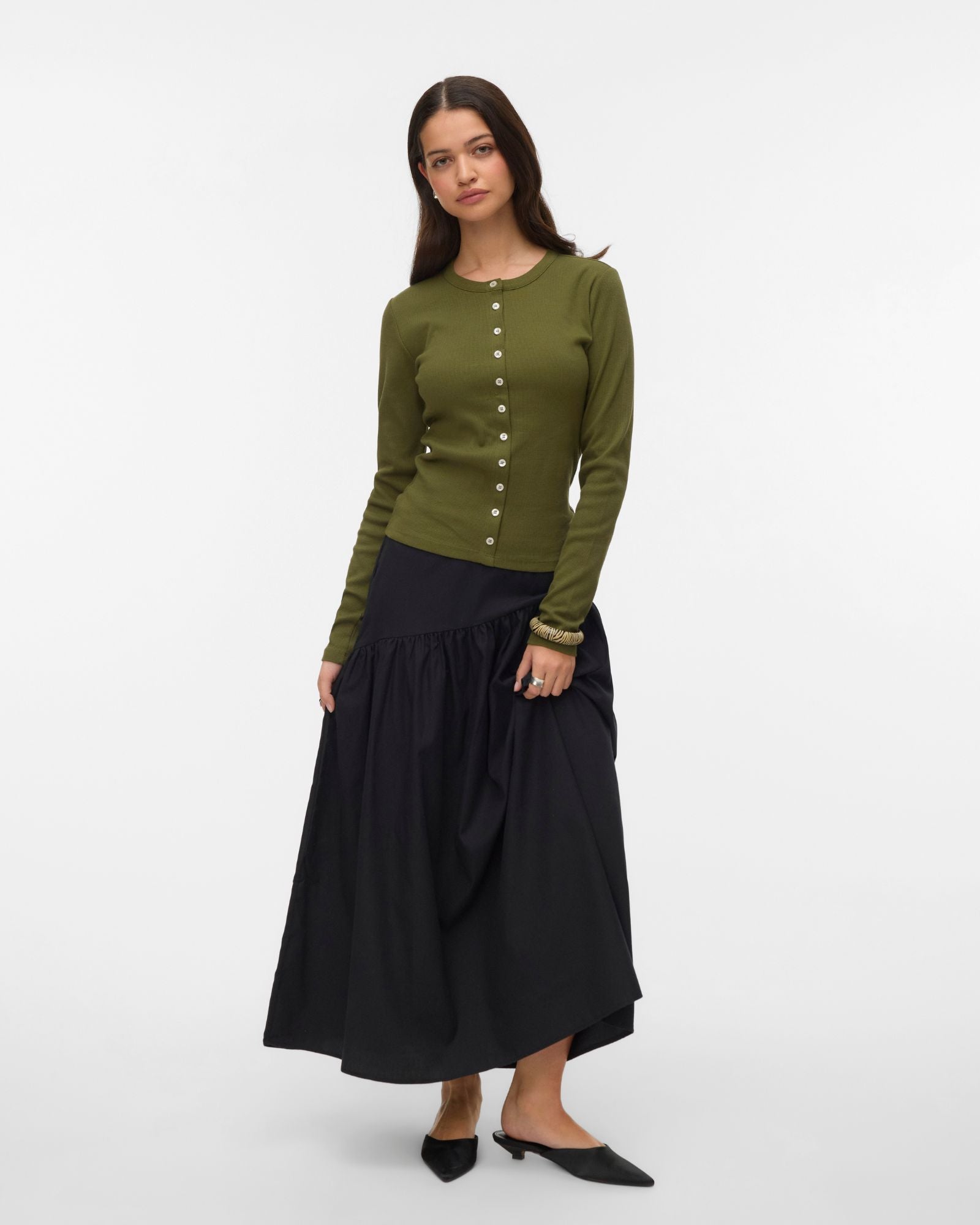 VMTINA ASYMMETRICAL MIDI SKIRT